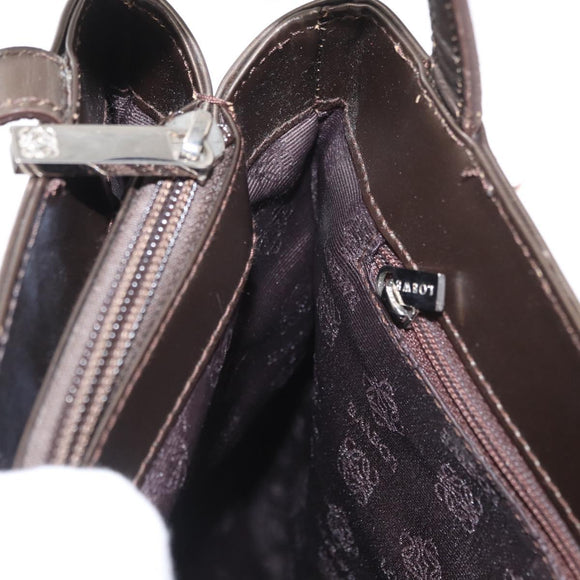 LOEWE Shoulder Bag Leather Brown Silver Auth bs32118