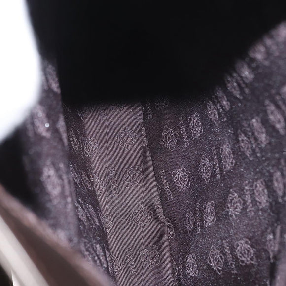 LOEWE Shoulder Bag Leather Brown Silver Auth bs32118