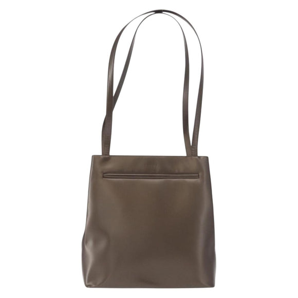 LOEWE Shoulder Bag Leather Brown Silver Auth bs32118