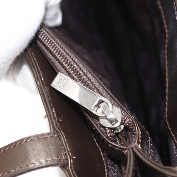 LOEWE Shoulder Bag Leather Brown Silver Auth bs32118