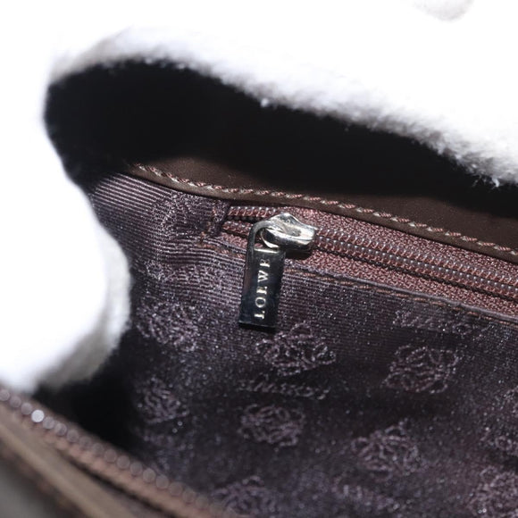LOEWE Shoulder Bag Leather Brown Silver Auth bs32118
