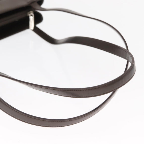 LOEWE Shoulder Bag Leather Brown Silver Auth bs32118