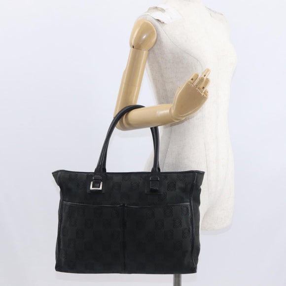 LOEWE Anagram Hand Bag Canvas Green Silver Auth bs32119