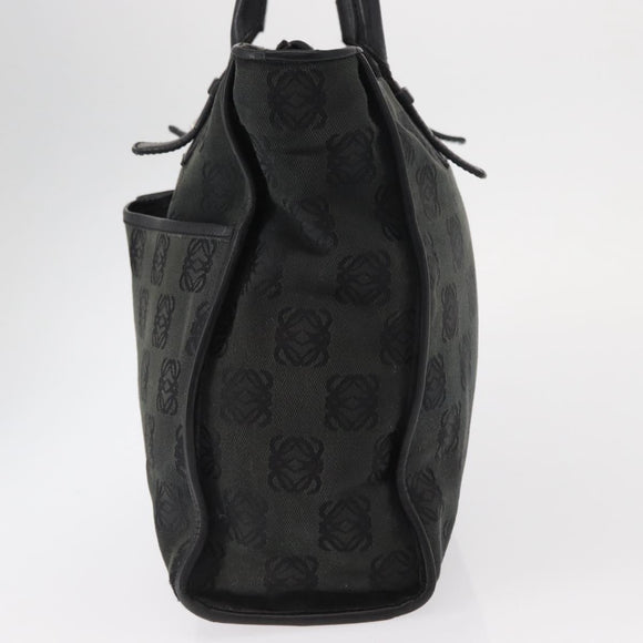 LOEWE Anagram Hand Bag Canvas Green Silver Auth bs32119