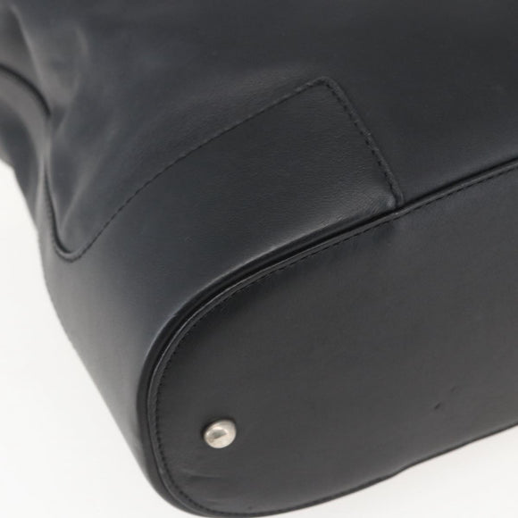 LOEWE Shoulder Bag Leather Black Silver Auth bs32120