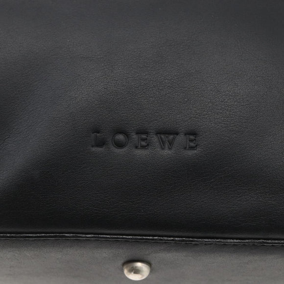 LOEWE Shoulder Bag Leather Black Silver Auth bs32120
