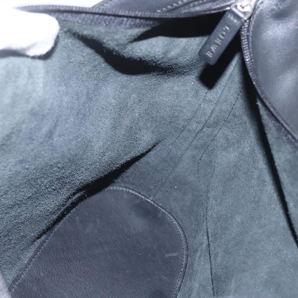 LOEWE Shoulder Bag Leather Black Silver Auth bs32120