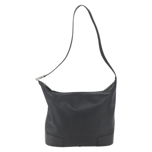 LOEWE Shoulder Bag Leather Black Silver Auth bs32120