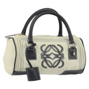 LOEWE Amazonas Hand Bag Leather White Silver Auth bs32121-1