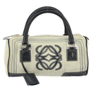 LOEWE Amazonas Hand Bag Leather White Silver Auth bs32121-2