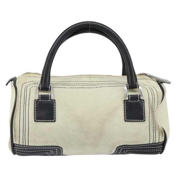 LOEWE Amazonas Hand Bag Leather White Silver Auth bs32121