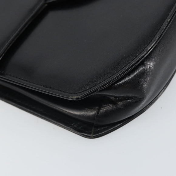 GIVENCHY Hand Bag Leather Black Gold Auth bs32122