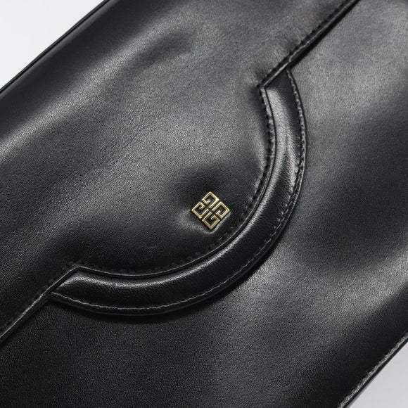GIVENCHY Hand Bag Leather Black Gold Auth bs32122