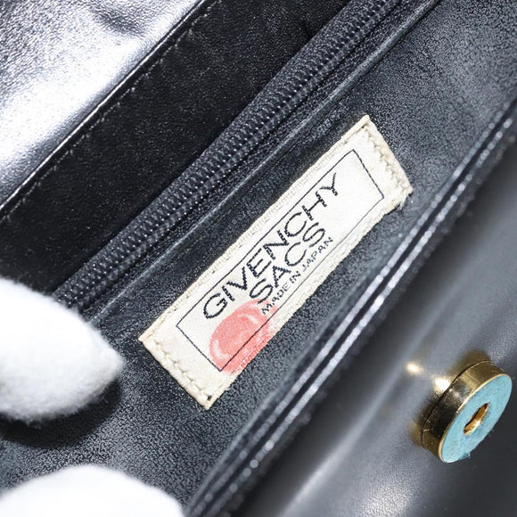 GIVENCHY Hand Bag Leather Black Gold Auth bs32122