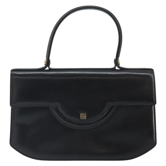 GIVENCHY Hand Bag Leather Black Gold Auth bs32122