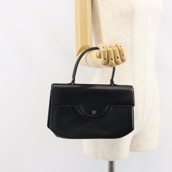 GIVENCHY Hand Bag Leather Black Gold Auth bs32122