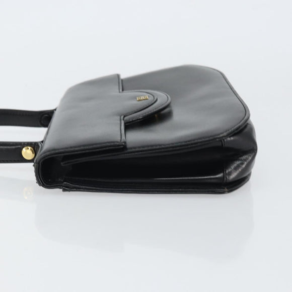 GIVENCHY Hand Bag Leather Black Gold Auth bs32122