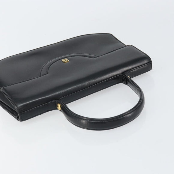 GIVENCHY Hand Bag Leather Black Gold Auth bs32122