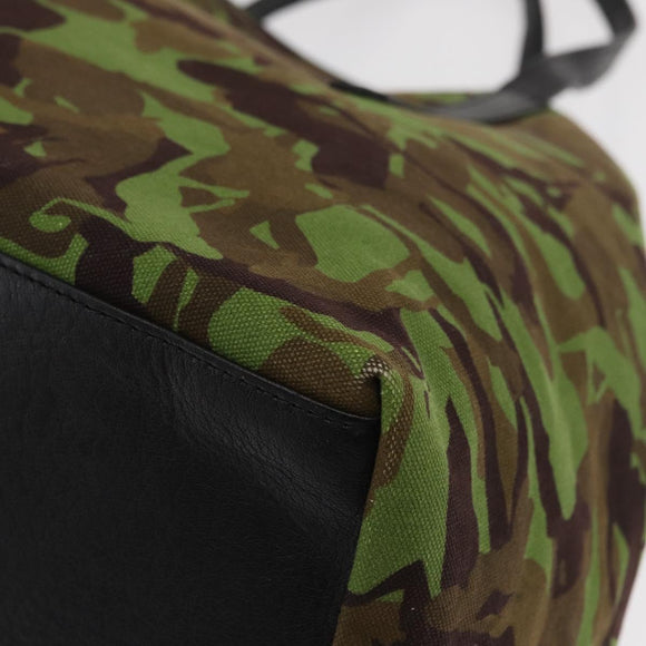 Jimmy Choo Tote Bag Canvas Green Silver Auth bs32124