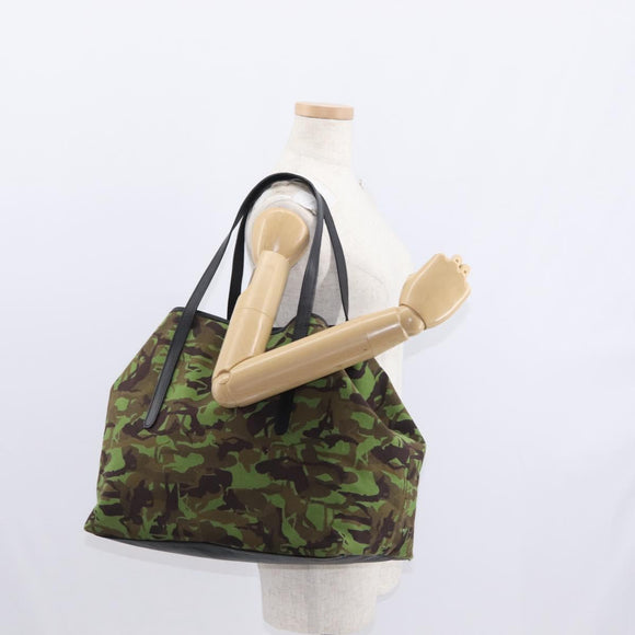 Jimmy Choo Tote Bag Canvas Green Silver Auth bs32124
