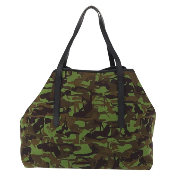 Jimmy Choo Tote Bag Canvas Green Silver Auth bs32124