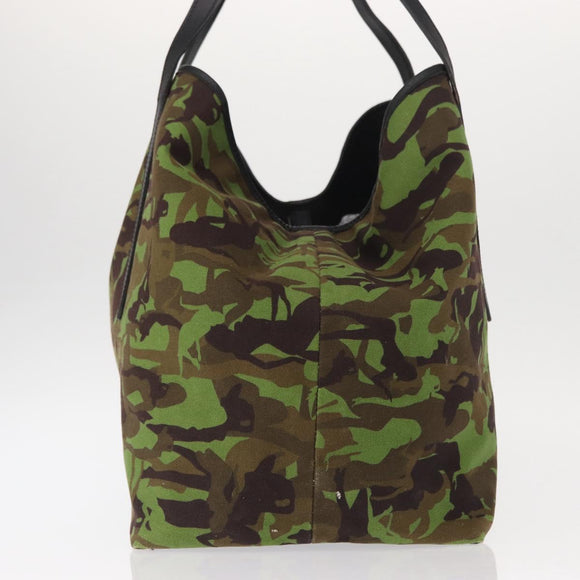 Jimmy Choo Tote Bag Canvas Green Silver Auth bs32124