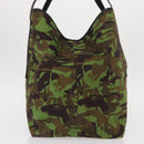 Jimmy Choo Tote Bag Canvas Green Silver Auth bs32124-5