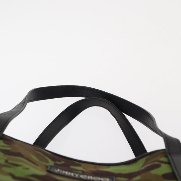 Jimmy Choo Tote Bag Canvas Green Silver Auth bs32124