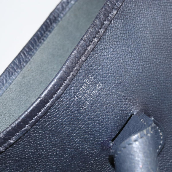 HERMES Taurillon Clemence Evelyn GM Shoulder Bag Leather Navy Auth bs32125