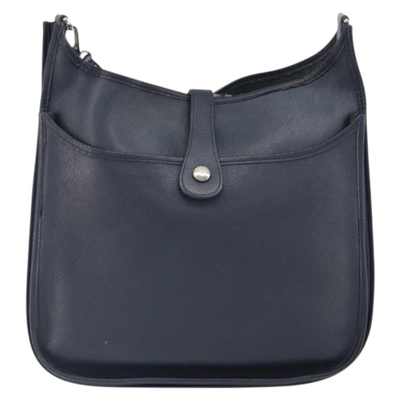 HERMES Taurillon Clemence Evelyn GM Shoulder Bag Leather Navy Auth bs32125