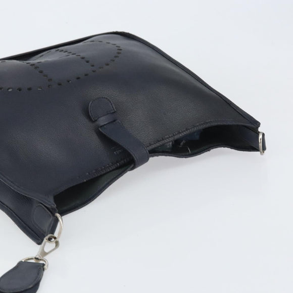 HERMES Taurillon Clemence Evelyn GM Shoulder Bag Leather Navy Auth bs32125