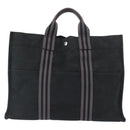 HERMES Fourre Tout MM Hand Bag Canvas Black Auth bs32126-13