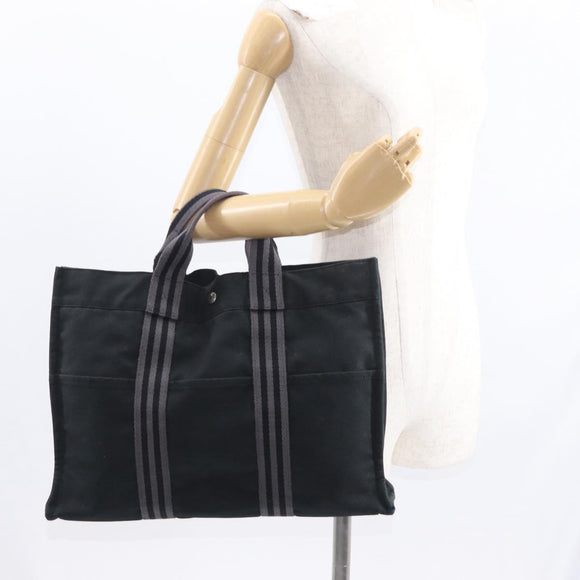 HERMES Fourre Tout MM Hand Bag Canvas Black Auth bs32126