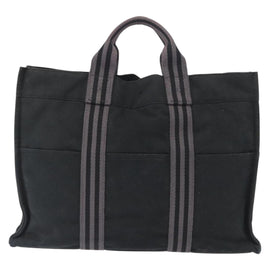 HERMES Fourre Tout MM Hand Bag Canvas Black Auth bs32126 - 0