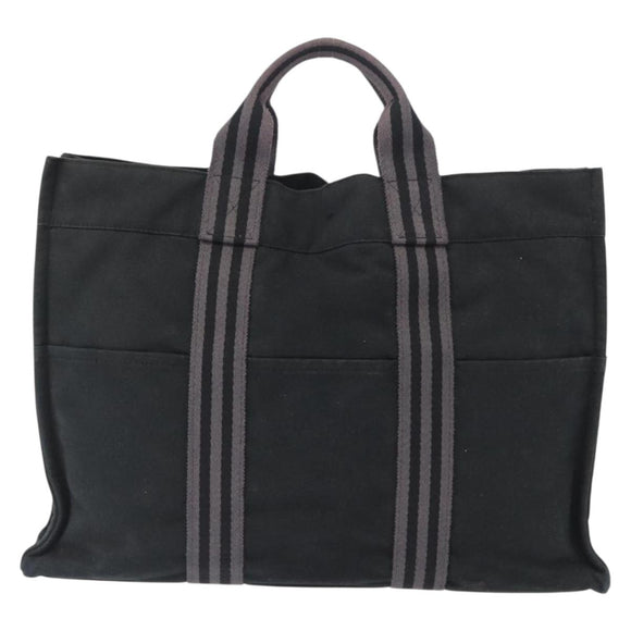 HERMES Fourre Tout MM Hand Bag Canvas Black Auth bs32126
