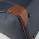 Burberrys Boston Bag Leather Navy Gold Auth bs32129-16