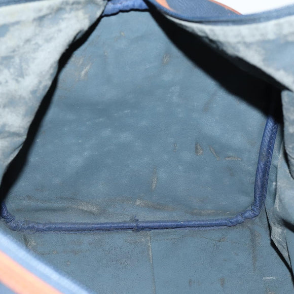 Burberrys Boston Bag Leather Navy Gold Auth bs32129