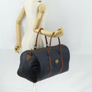 Burberrys Boston Bag Leather Navy Gold Auth bs32129-23