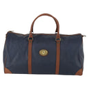 Burberrys Boston Bag Leather Navy Gold Auth bs32129-13