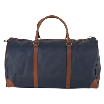 Burberrys Boston Bag Leather Navy Gold Auth bs32129 - 0