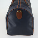 Burberrys Boston Bag Leather Navy Gold Auth bs32129-3