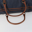 Burberrys Boston Bag Leather Navy Gold Auth bs32129-7
