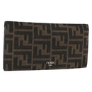 FENDI Zucca Canvas Long Wallet Black Brown Auth bs32134-1
