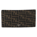 FENDI Zucca Canvas Long Wallet Black Brown Auth bs32134-13