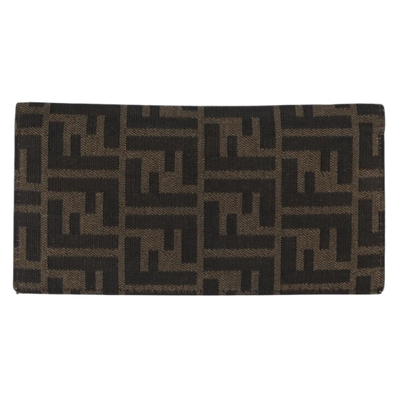 FENDI Zucca Canvas Long Wallet Black Brown Auth bs32134