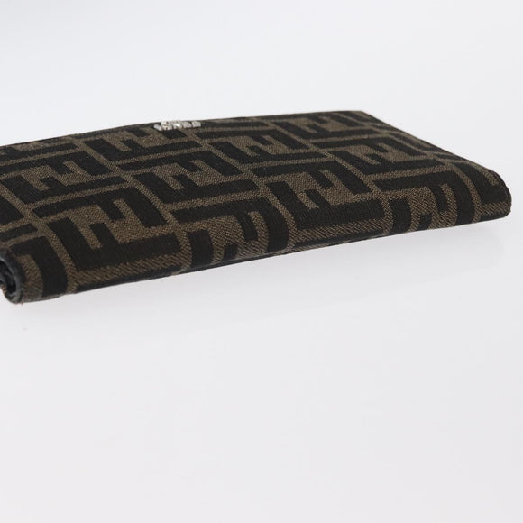 FENDI Zucca Canvas Long Wallet Black Brown Auth bs32134
