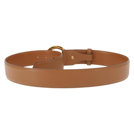 BVLGARI Belt Leather 36.6"" Brown Gold Auth bs32135 - 0