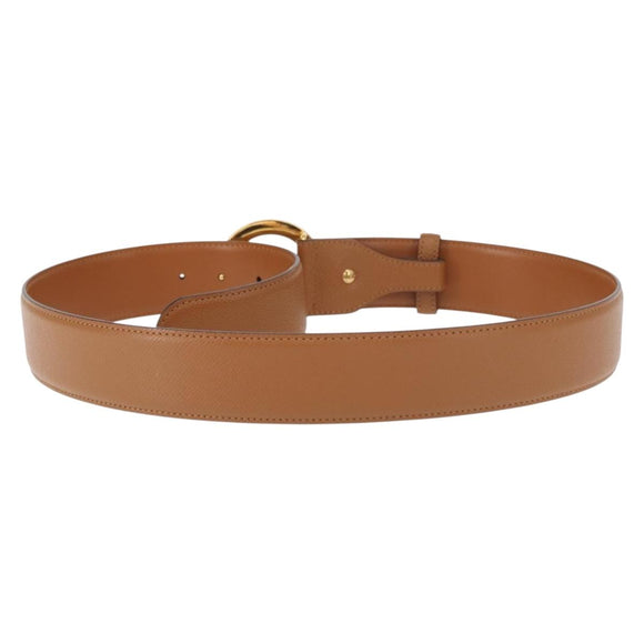 BVLGARI Belt Leather 36.6"" Brown Gold Auth bs32135