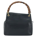 GUCCI Bamboo Hand Bag Leather Navy gold 000 3444 0575 Auth bs32136-3