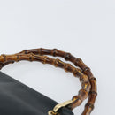 GUCCI Bamboo Hand Bag Leather Navy gold 000 3444 0575 Auth bs32136-8
